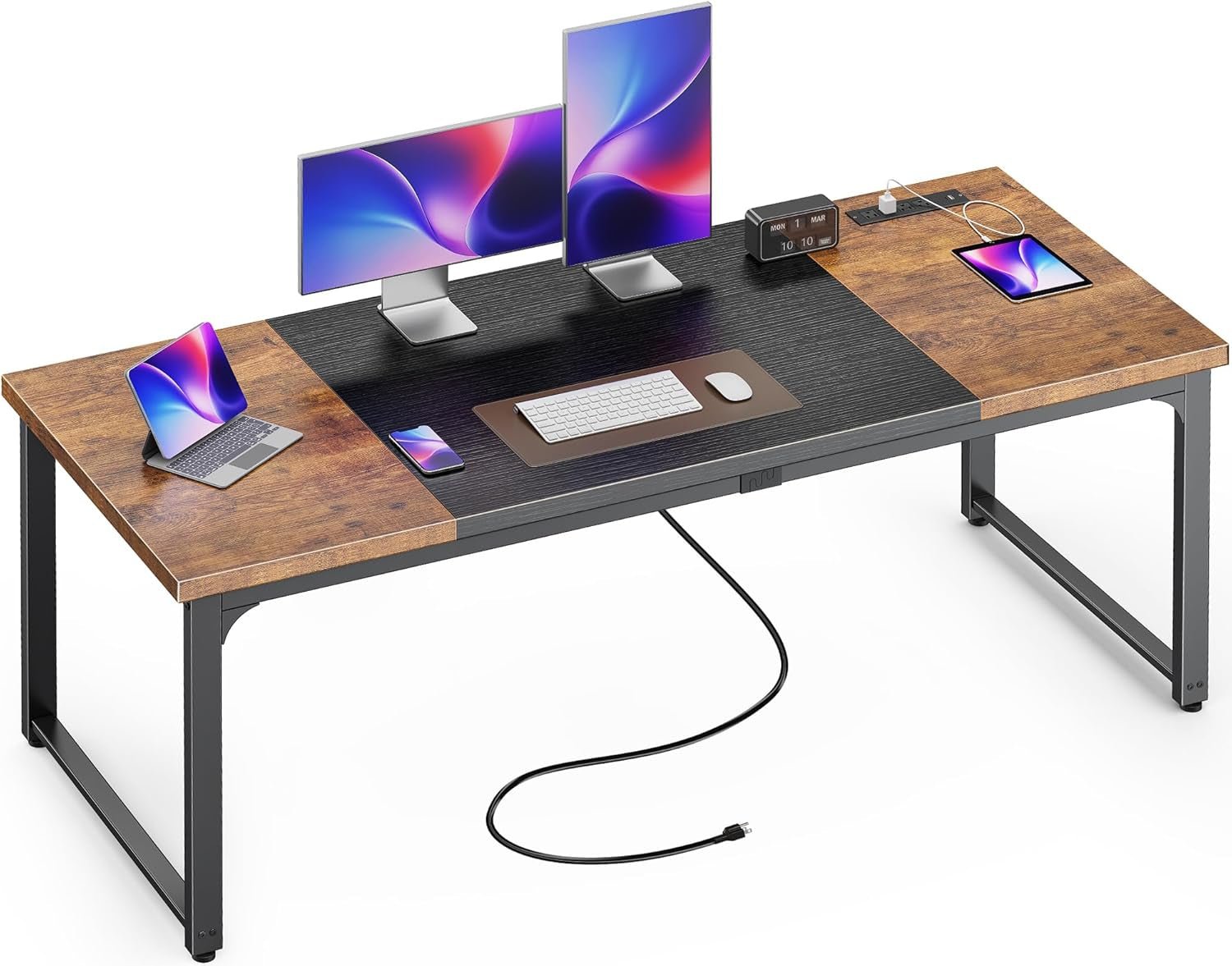 63 Inch Computer Desk With Power Outlets And USB-0