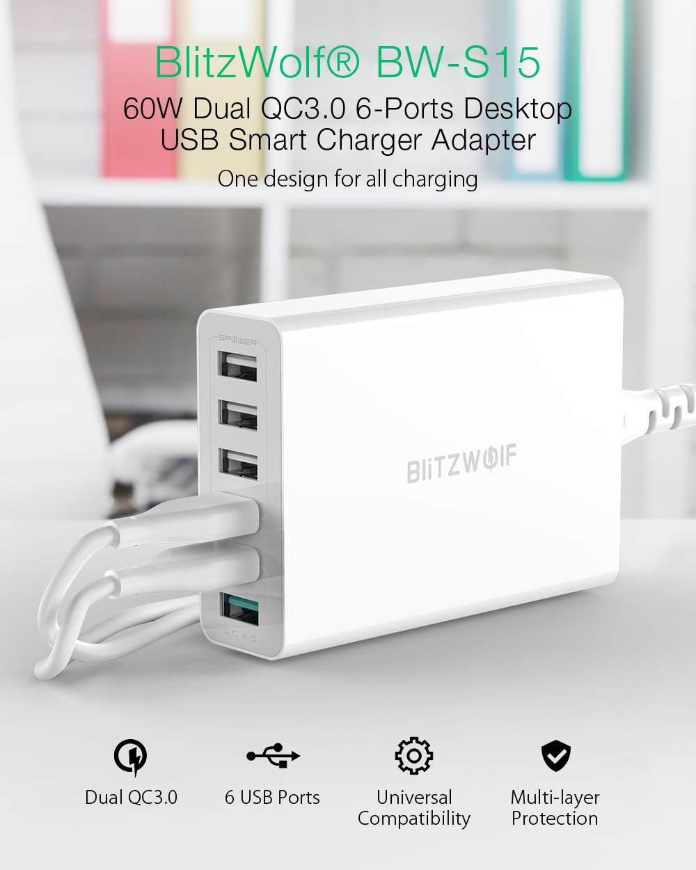 60W Dual QC3.0 6 Port USB PD Phone Charger for iphone for huawei Mobile Phone Chargers Accessories USB Fast Charging-3